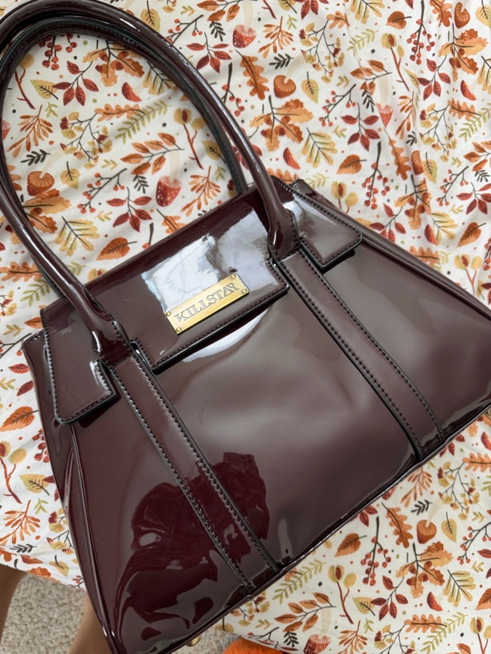 Killstar Patent Satchel in Burgundy